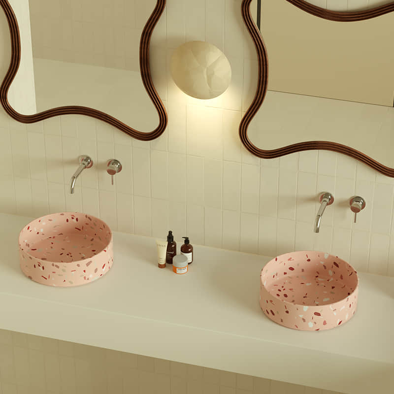 MX006-1 A Round Premium Terrazzo Basin Exuding Charm