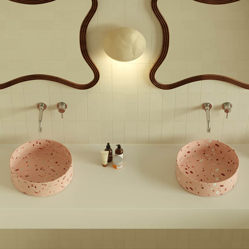 MX006-1 A Round Premium Terrazzo Basin Exuding Charm