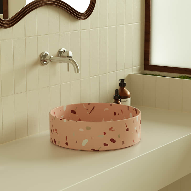 MX006-1 A Round Premium Terrazzo Basin Exuding Charm