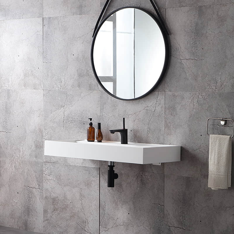 ABN0253 Wall Mounted Rectangular Artificial Stone Wash Basin