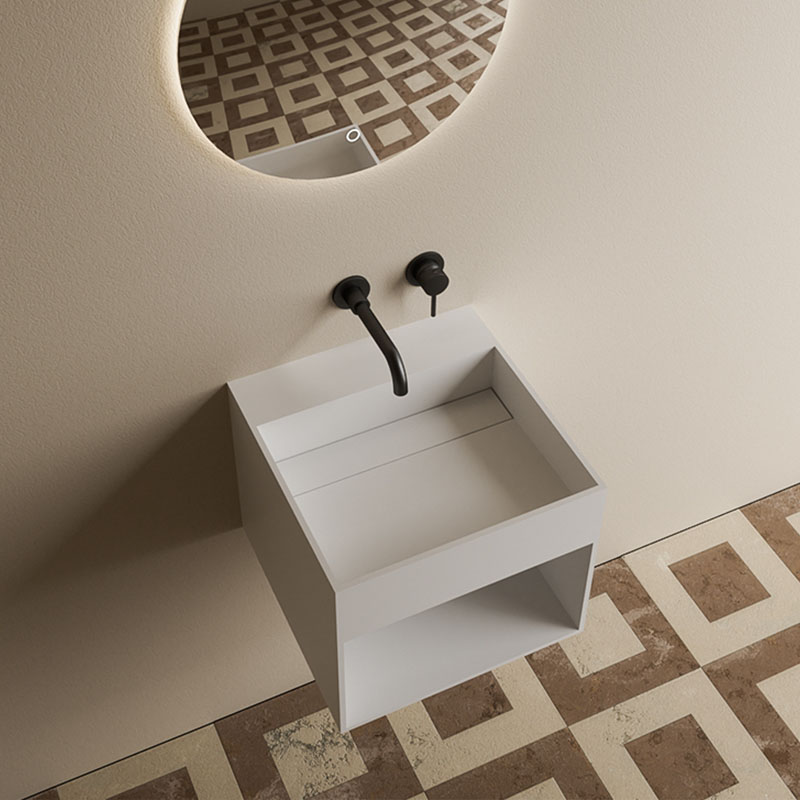 DB9005 Wall - Mounted Acrylic Sink with Storage Compartments