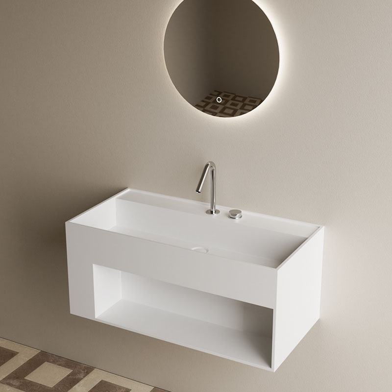 DB9008 Premium Wall-Mounted PMMA Basin with Storage