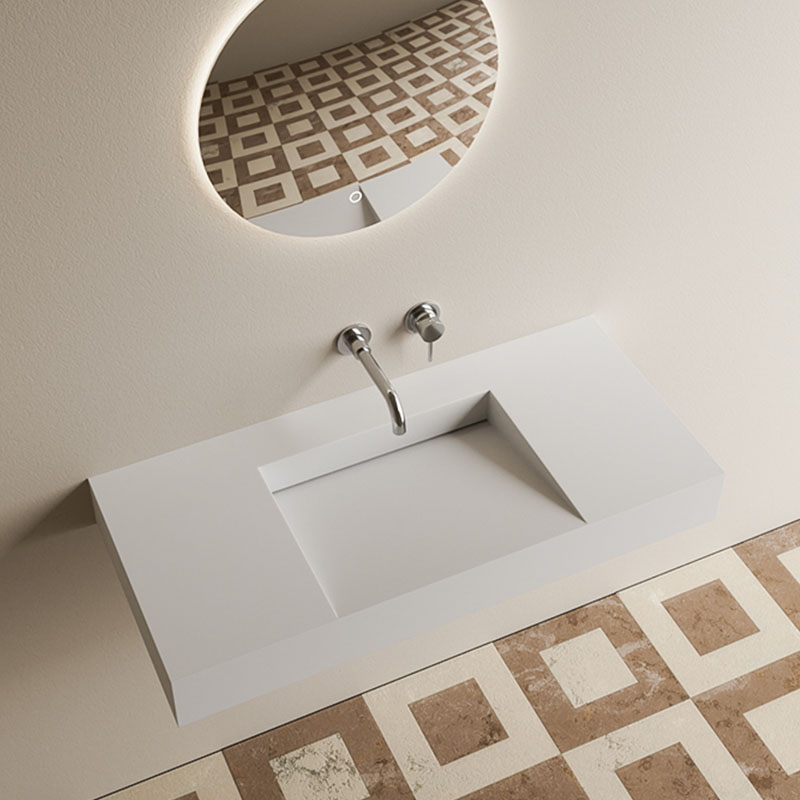 DB9010 Premium Wall-Mount/Countertop PMMA Washbasin with Slope Drainage