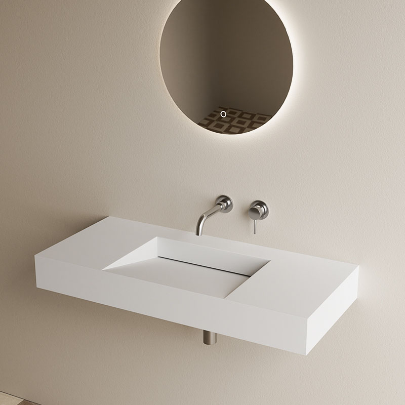 DB9010 Premium Wall-Mount/Countertop PMMA Washbasin with Slope Drainage