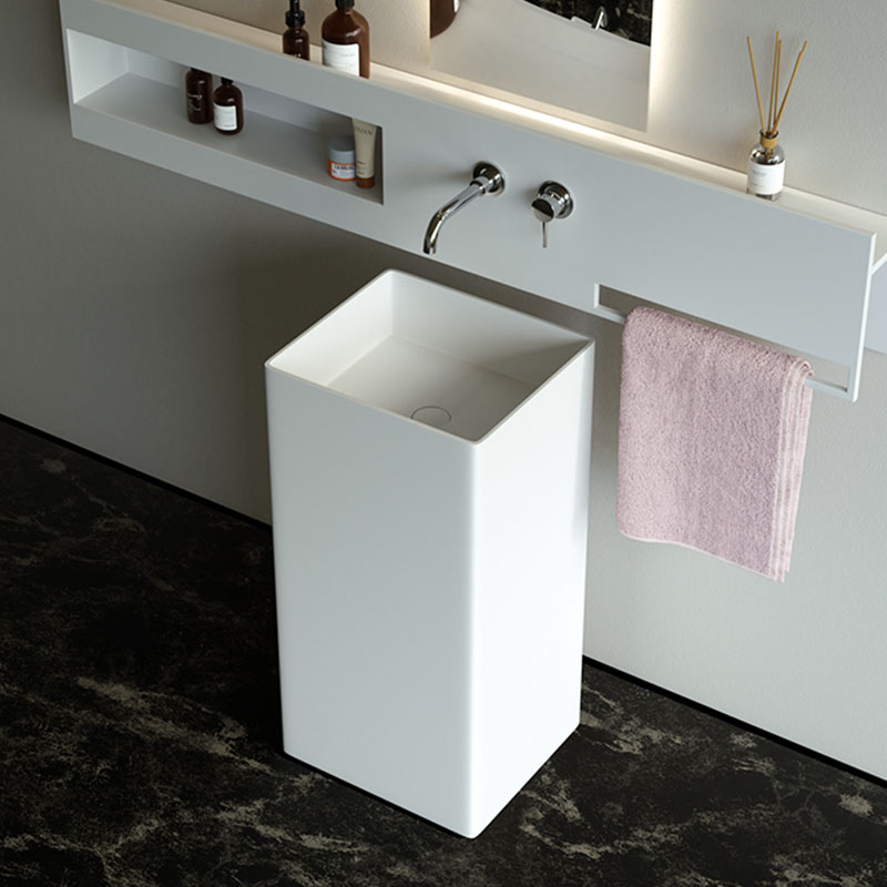 DB6616 Modern Freestanding Pedestal Basin in Pure Acrylic