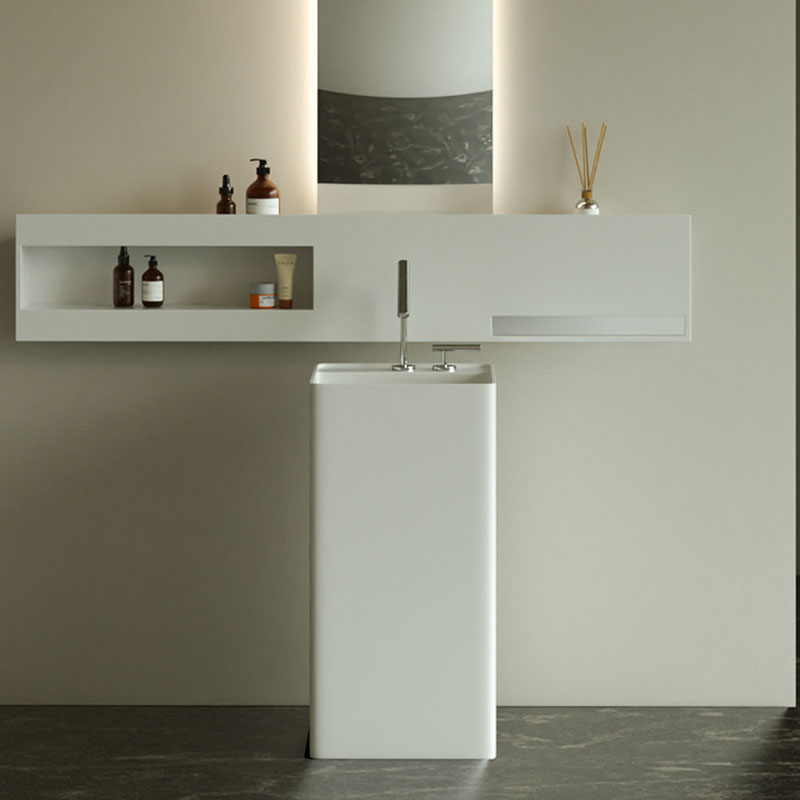 DB6619 Square Freestanding Pedestal Washbasin: A Blend of Style and Practicality