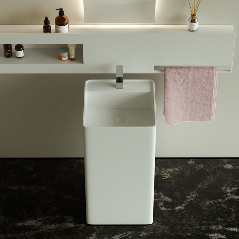 DB6619 Square Freestanding Pedestal Washbasin: A Blend of Style and Practicality