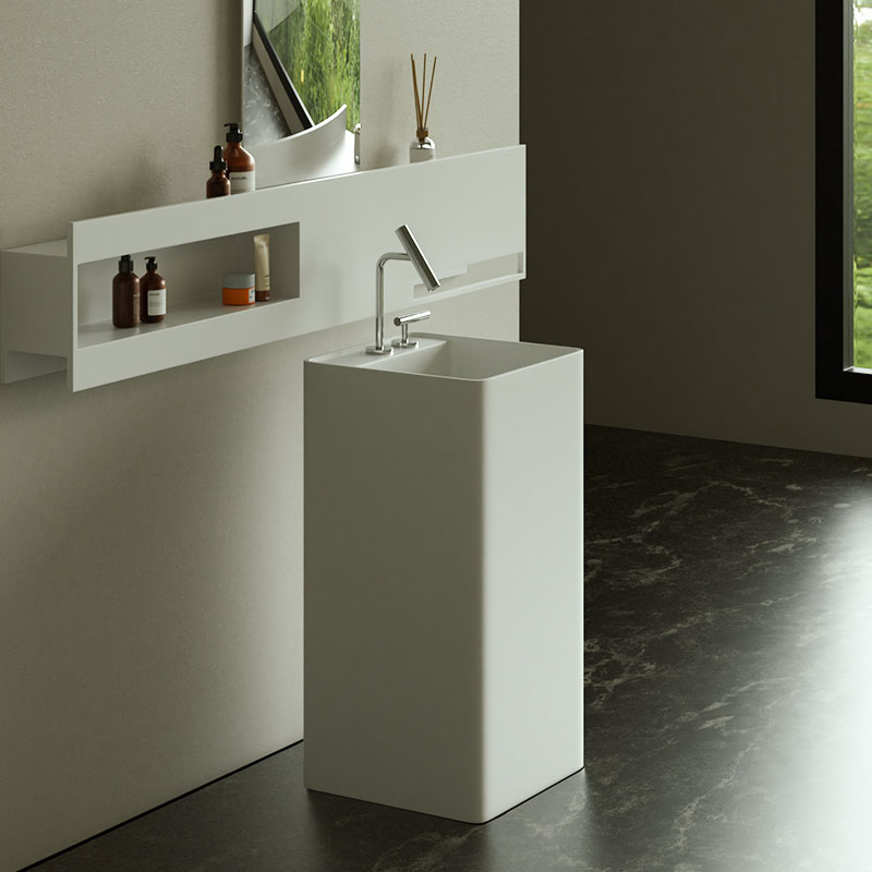 DB6619 Square Freestanding Pedestal Washbasin: A Blend of Style and Practicality