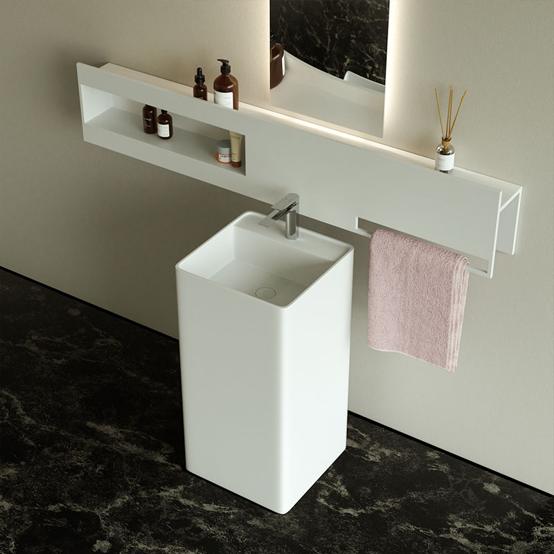 DB6619 Square Freestanding Pedestal Washbasin: A Blend of Style and Practicality