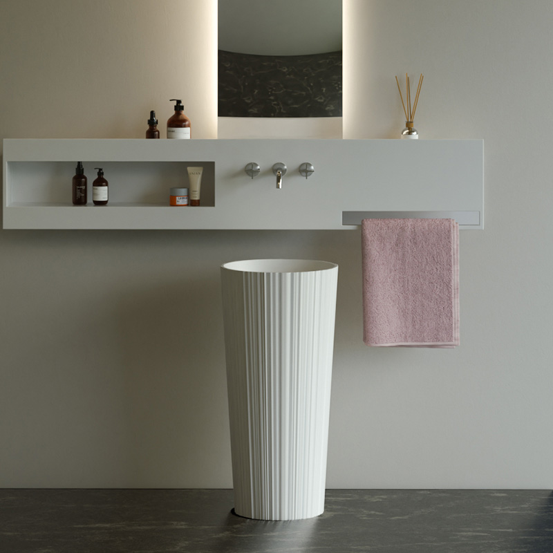 DB22606 Modern Tapered Pedestal Basin in Textured Pure Acrylic