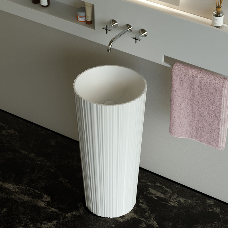 DB22606 Modern Tapered Pedestal Basin in Textured Pure Acrylic