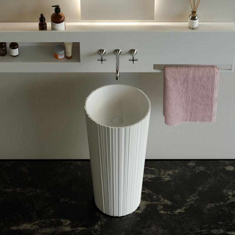 DB22606 Modern Tapered Pedestal Basin in Textured Pure Acrylic