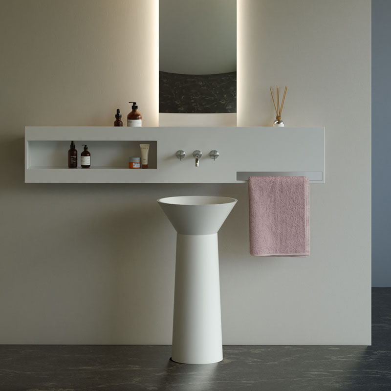 DB6628-1 Sculptural Hourglass Pedestal Basin in Pure Acrylic