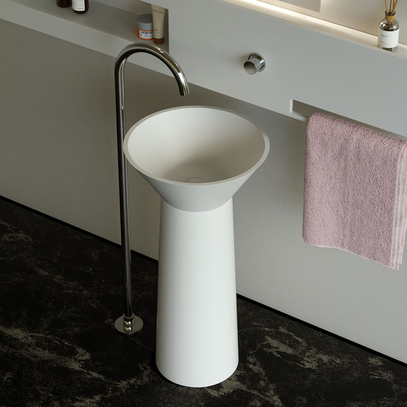 DB6628-1 Sculptural Hourglass Pedestal Basin in Pure Acrylic