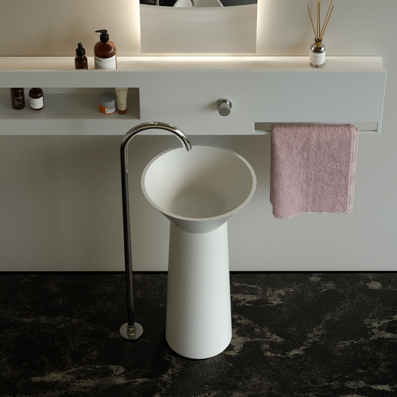 DB6628-1 Sculptural Hourglass Pedestal Basin in Pure Acrylic