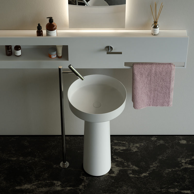 DB22605-1 Fluid-Curve Freestanding Pedestal Basin in Pure Acrylic