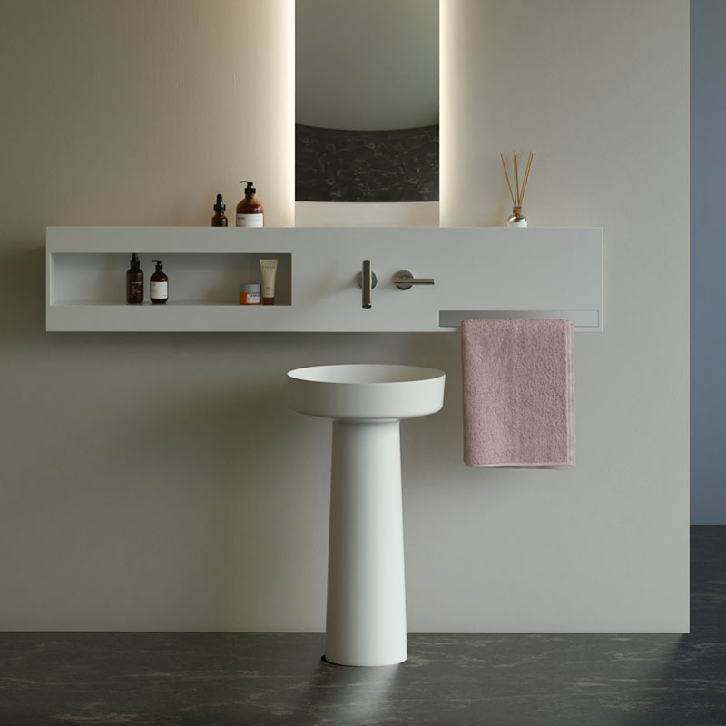 DB22605-1 Fluid-Curve Freestanding Pedestal Basin in Pure Acrylic