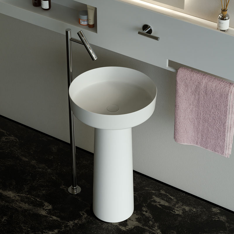 DB22605-1 Fluid-Curve Freestanding Pedestal Basin in Pure Acrylic