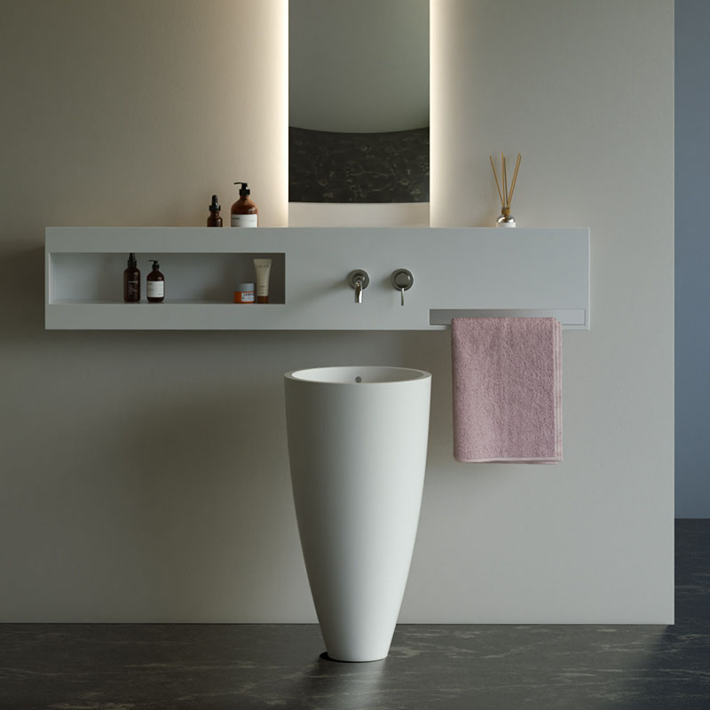 DB6603 Smooth-Tapered Freestanding Basin with Overflow in Pure Acrylic