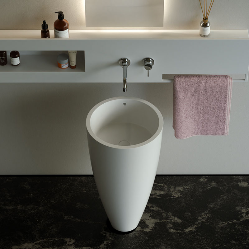 DB6603 Smooth-Tapered Freestanding Basin with Overflow in Pure Acrylic