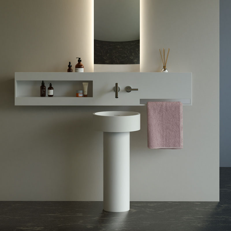 DB21602 Freestanding Pedestal Basin with Overflow in Pure Acrylic