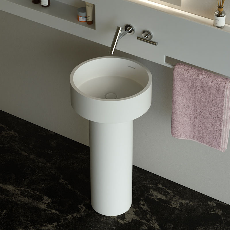 DB21602 Freestanding Pedestal Basin with Overflow in Pure Acrylic