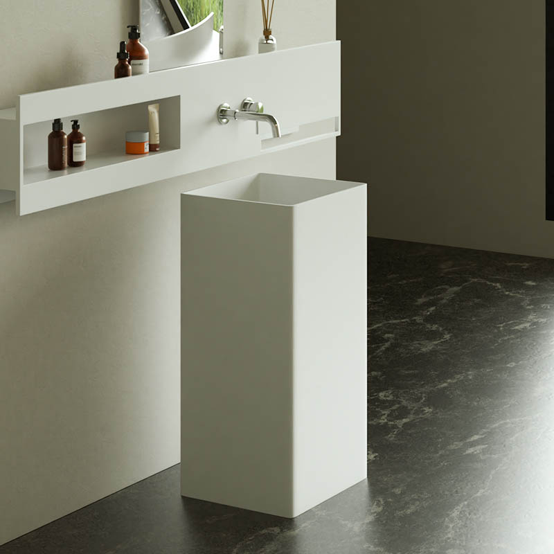 DB6616 Modern Freestanding Pedestal Basin in Pure Acrylic