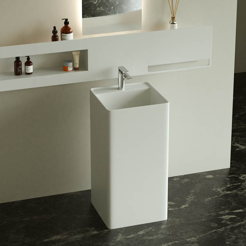 DB6619 Square Freestanding Pedestal Washbasin: A Blend of Style and Practicality