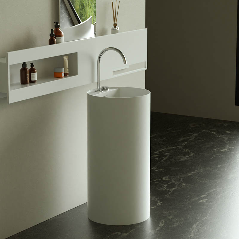 DB6508 Round Freestanding Pedestal Washbasin: A Blend of Style and Practicality