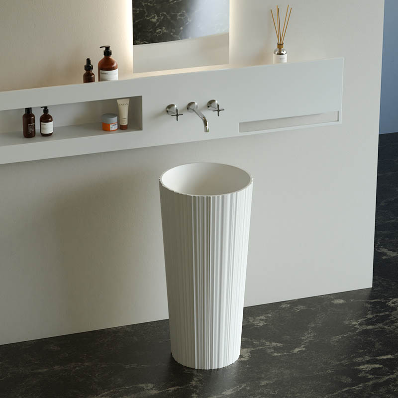 DB22606 Modern Tapered Pedestal Basin in Textured Pure Acrylic