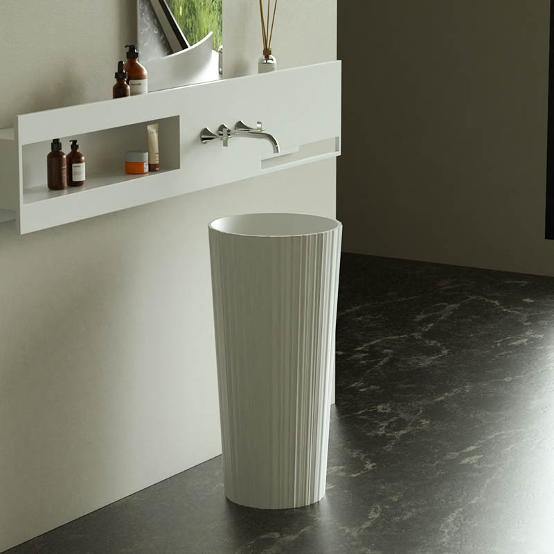 DB22606 Modern Tapered Pedestal Basin in Textured Pure Acrylic