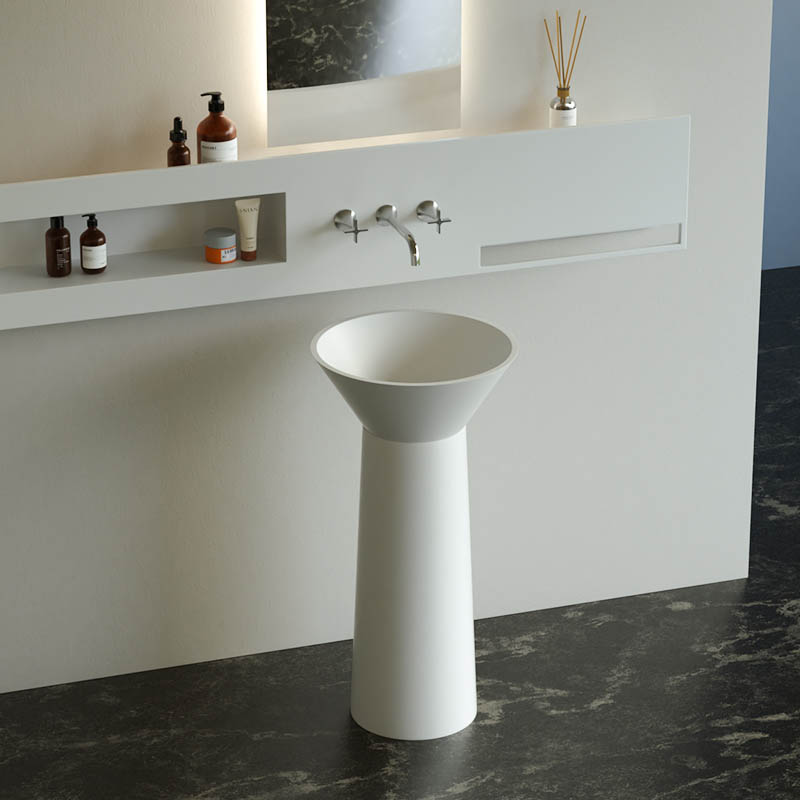 DB6628-1 Sculptural Hourglass Pedestal Basin in Pure Acrylic