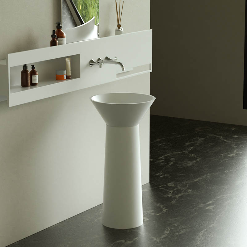 DB6628-1 Sculptural Hourglass Pedestal Basin in Pure Acrylic