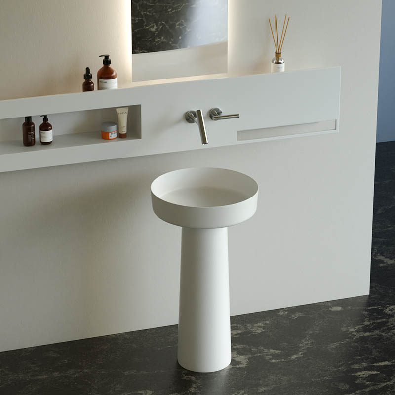 DB22605-1 Fluid-Curve Freestanding Pedestal Basin in Pure Acrylic