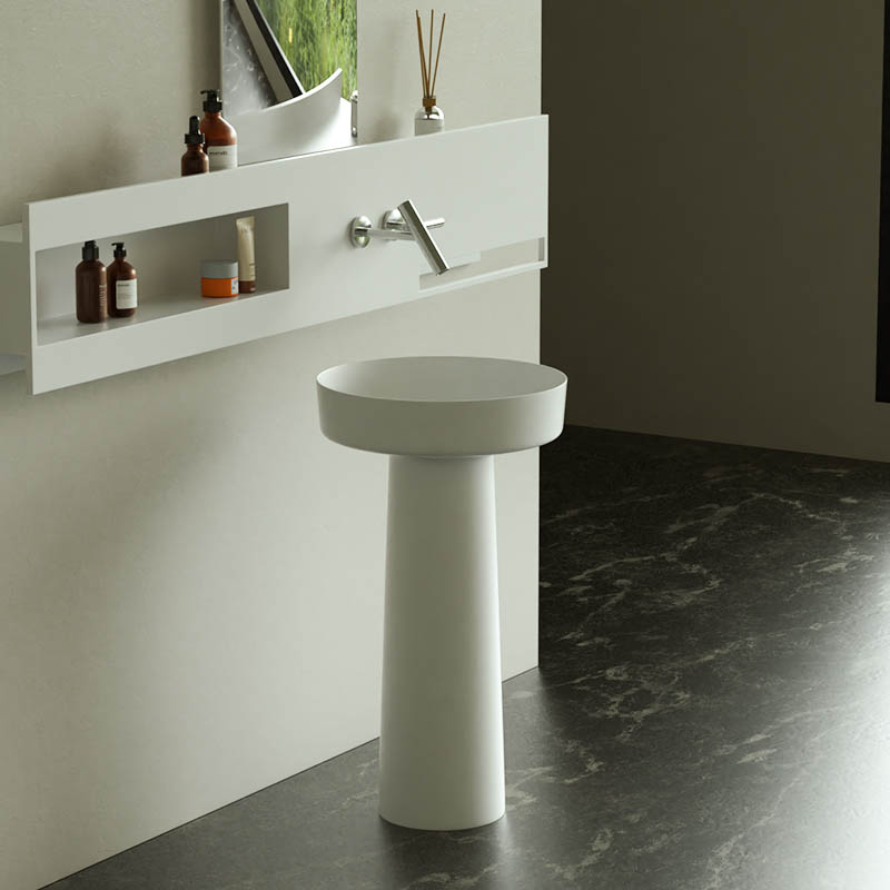 DB22605-1 Fluid-Curve Freestanding Pedestal Basin in Pure Acrylic