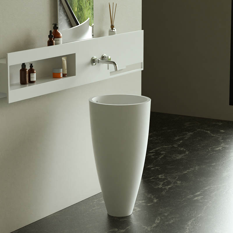 DB6603 Smooth-Tapered Freestanding Basin with Overflow in Pure Acrylic