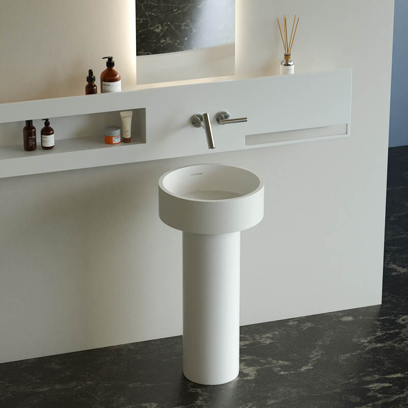 DB21602 Freestanding Pedestal Basin with Overflow in Pure Acrylic