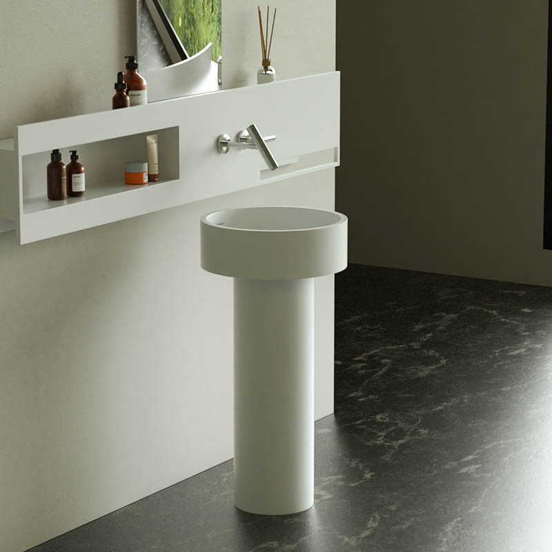 DB21602 Freestanding Pedestal Basin with Overflow in Pure Acrylic