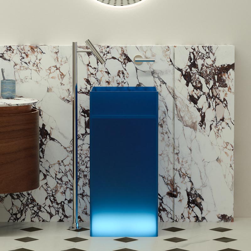 DB1161 Modern Transparent Resin Pedestal Basin with Sleek Geometry