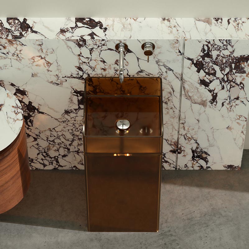 DB1161 Modern Transparent Resin Pedestal Basin with Sleek Geometry