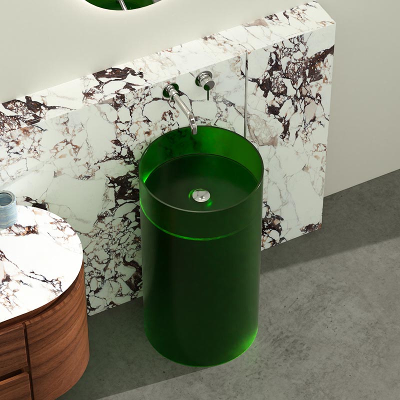 DB1162 Cylindrical Transparent Resin Pedestal Basin
