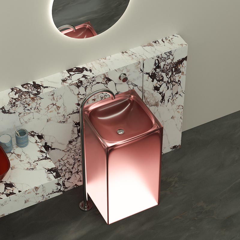 DB6625 Modern Translucent Resin Pedestal Basin Inspired by Melting Glaciers