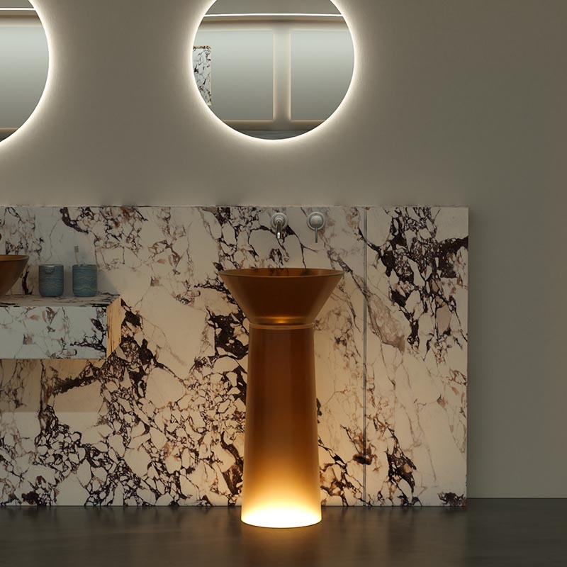 DB6628 Hourglass Translucent Resin Pedestal Basin – Timeless Flow Design