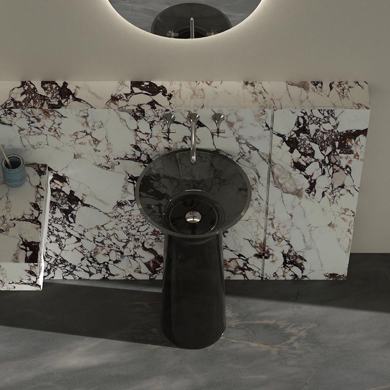 DB6628 Hourglass Translucent Resin Pedestal Basin – Timeless Flow Design