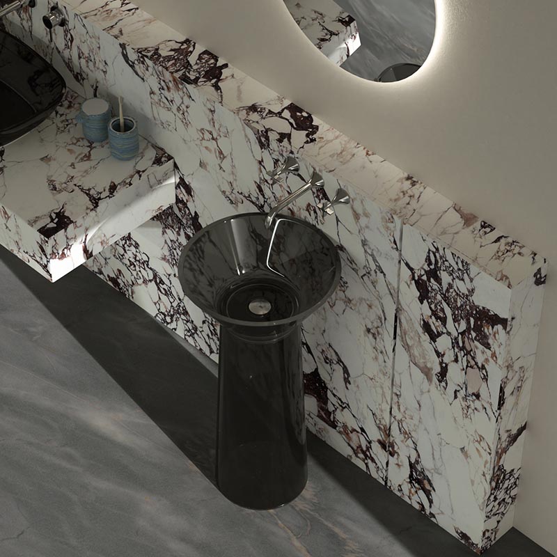 DB6628 Hourglass Translucent Resin Pedestal Basin – Timeless Flow Design