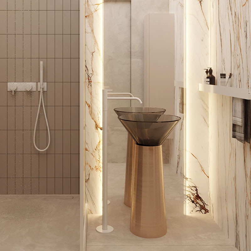 DB6628 Hourglass Translucent Resin Pedestal Basin – Timeless Flow Design