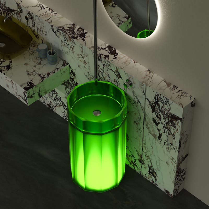 DB6629 Modern Dual-Contour Resin Pedestal Basin