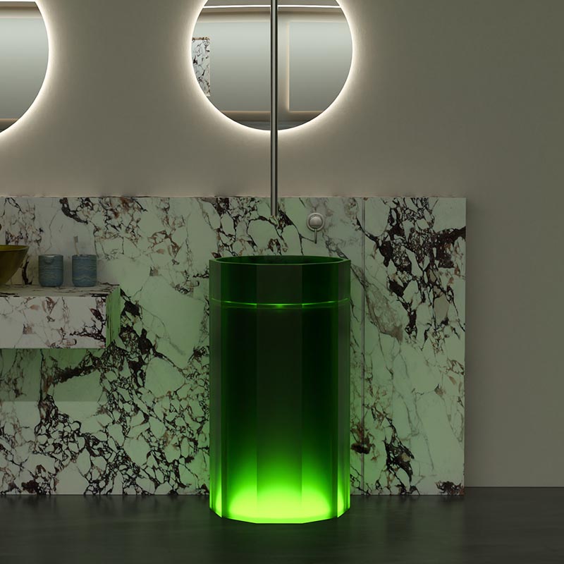 DB6629 Modern Dual-Contour Resin Pedestal Basin