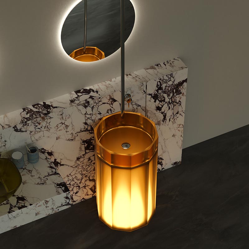 DB6629 Modern Dual-Contour Resin Pedestal Basin