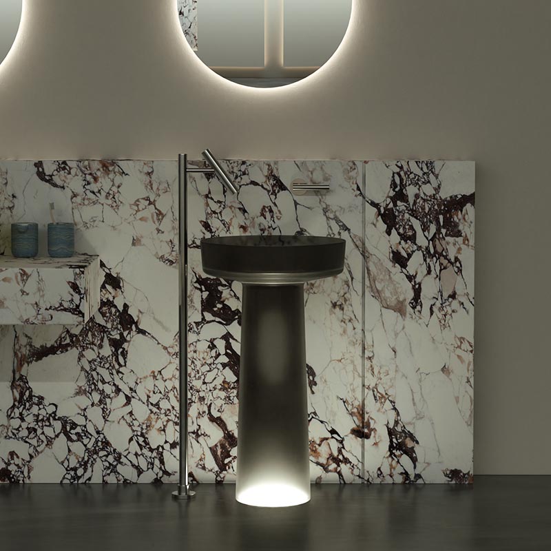 DB22605 Modern Dual-Circle Resin Pedestal Basin